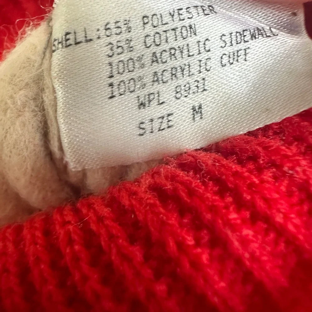 Vintage 90s Thinsulate Red Thermal Winter Gloves Quilted Ribbed Sz Medium Ski